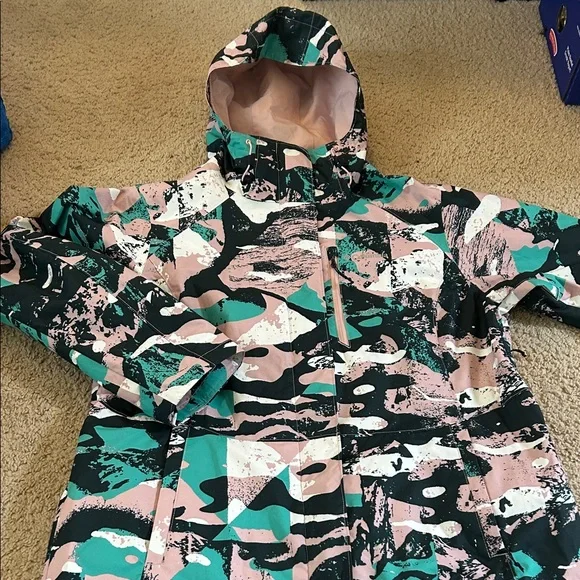Women's columbia Teal & Pink Printed Insulated Winter Jacket size XL - Picture 5 of 10